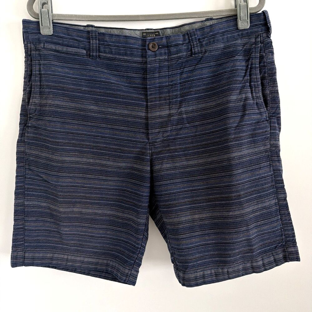 J. Crew Stanton Striped Chino Shorts Cotton 9" Mens Sz 36 Blue Preppy Golf